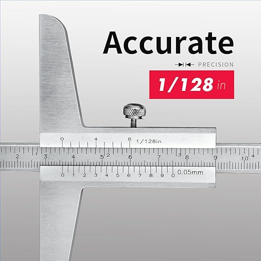 0-200mm Depth Gauge Vernier Caliper，Precision Measurement Tool，High-Strength CarbonSteel，DRINYOUNG（0-200/128in Depth Caliper with Hook）