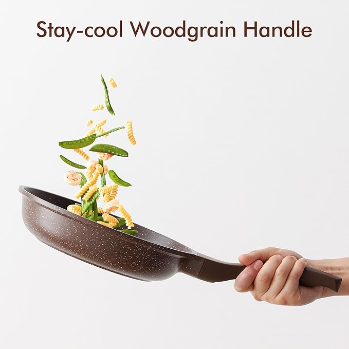 SENSARTE Nonstick Frying Pan Skillet, Granite Coating Omelette Pan, Healthy Stone Cookware Chef's Pan PFOA Free, Toffee Brown (11 Inch)