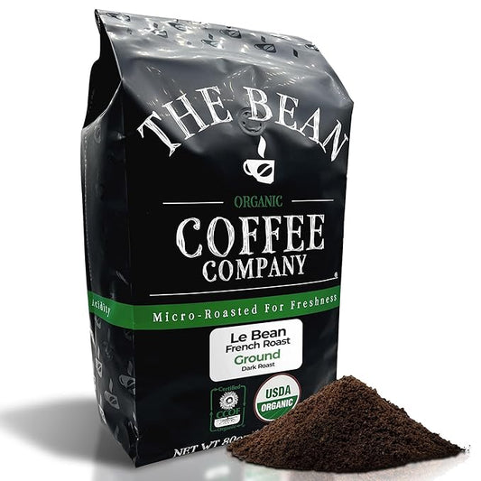 The Bean Organic Coffee Company Le Bean, Dark French Roast, Ground Coffee, 5-Pound Bag, Café molido tostado orgánico