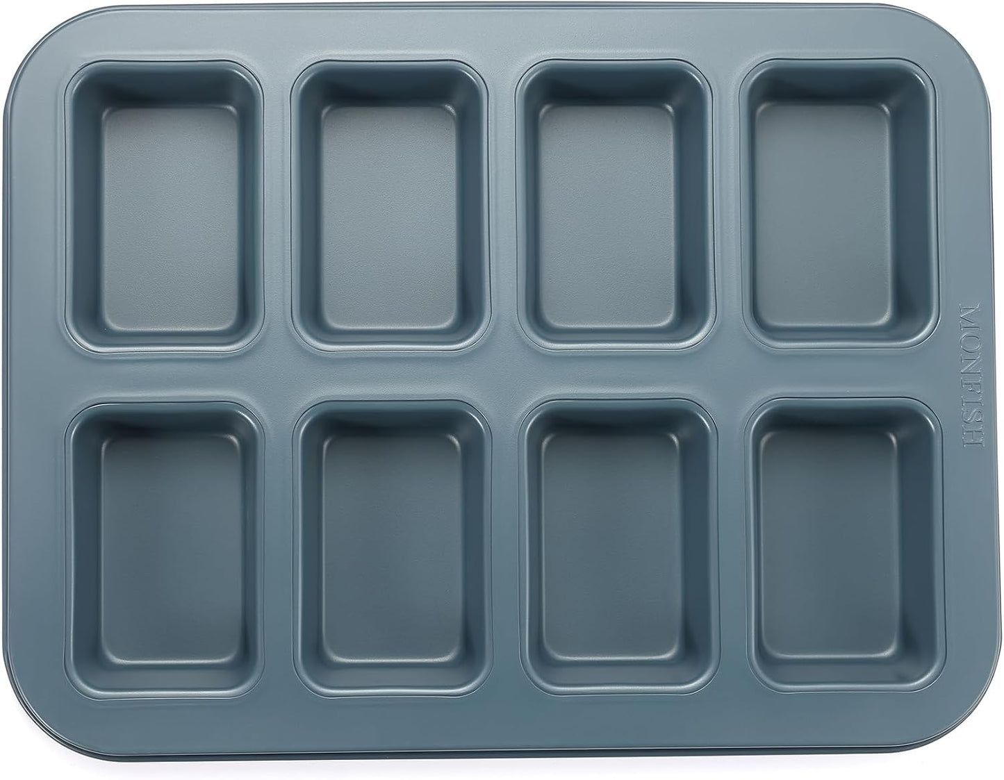 Monfish Mini loaf pan 8 cativy Small Rectangle brownie cake pan Carbon Steel Royal blue non stick