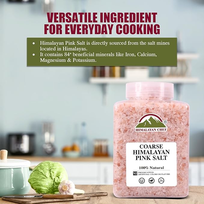 Himalayan Chef Coarse Pink Himalayan Salt, 5 lbs 2-Pack - Pure, Natural, Mineral-Rich, Kosher, Ideal for Grinder Refills, Cooking, Seasoning, Baking