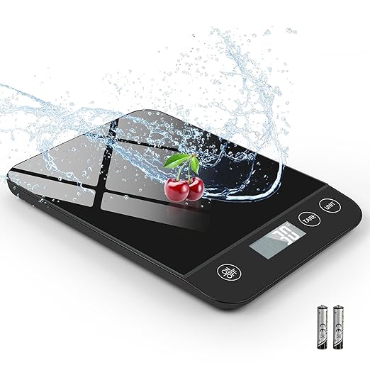 Digital Kitchen Scale, 22lb Capacity, Tempered Glass, Easy Tare Function, Large LCD Display, Perfect for Cooking, Baking, and Meal Prep