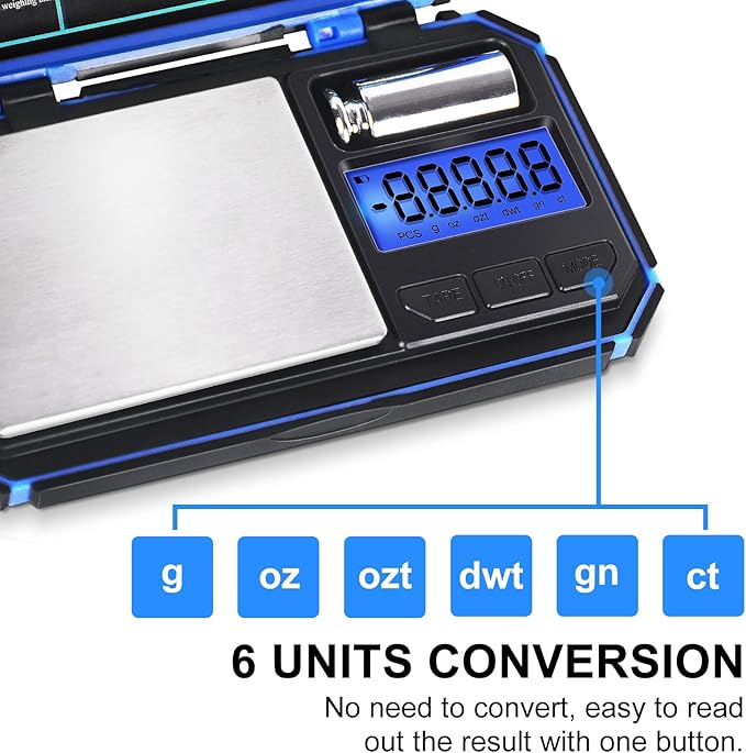 Fuzion TU-X Digital Pocket Scale, 200g/0.01g Gram Scale with 6 Units for Personal Hobbies, Small Scale for Food Ounces and Grams, Measuring Jewelry, Herb, Powder