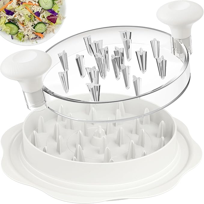 10'' Pro Chicken Shredder Tool Twist Large for Kitchen, BPA-Free Food-Safe Meat Grinder, Visible Chicken Breast Meat Shredder with Strong Anti-Slip Bottom & Ergonomic Handle, White