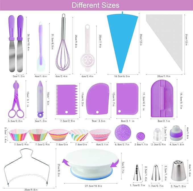 Cake Decorating Supplies Kit Tools 356pcs, Nifogo Baking Accessories with Cake Turntable, Pastry Piping Bag, Piping Icing Tips for Beginners