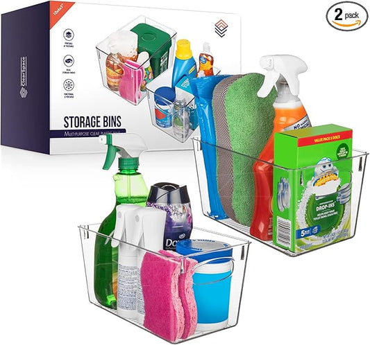 ClearSpace Clear Plastic Storage Bins – Perfect Kitchen Organization and Storage or Pantry Storage – Fridge Organizer, Pantry Organization and Clear Storage Bins, Cabinet Organizers