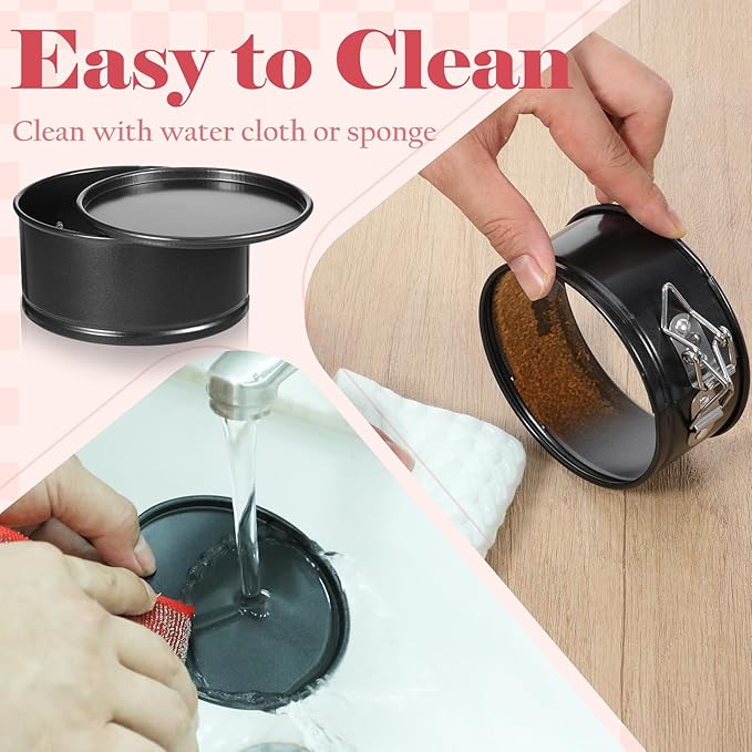 8Pcs Springform Pans Nonstick, 4.7 Inch Stainless Steel Springform Cake Pan with Removable Bottom Round Mini Cheesecake Mold for Cakes, Cheesecakes, Pizzas and Quiches