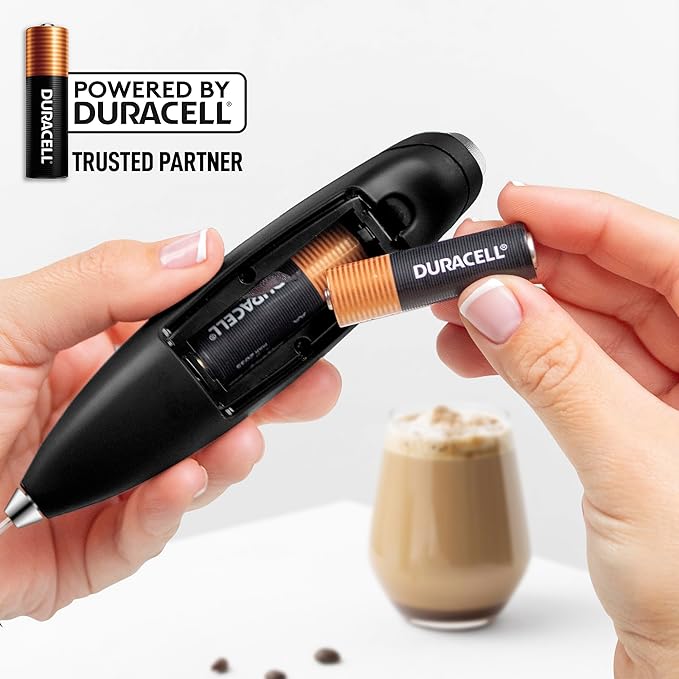 Zulay Kitchen Whisk Milk Frother with 4 Duracell Batteries - Powerful Handheld Foam Maker for Coffee, Lattes, Matcha, Hot Chocolate & Cappuccinos - Whip Creamy Froth in Seconds
