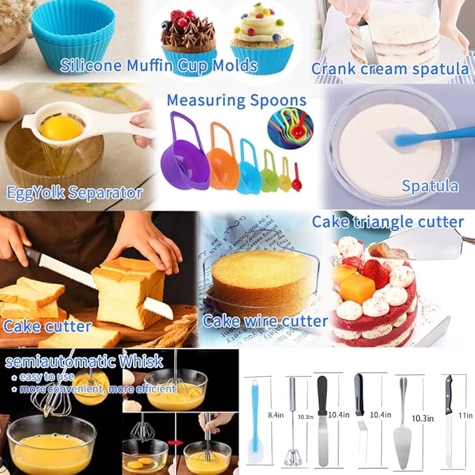 Cake Decorating Kit, 672 Pcs Cake Decorating Supplies With Cake Carrier Holder Springform Pan Sets 3-Layer Toolbox Organizer Icing Piping Nozzles Cake Rotating Turntabl Baking Supplies Set Tools