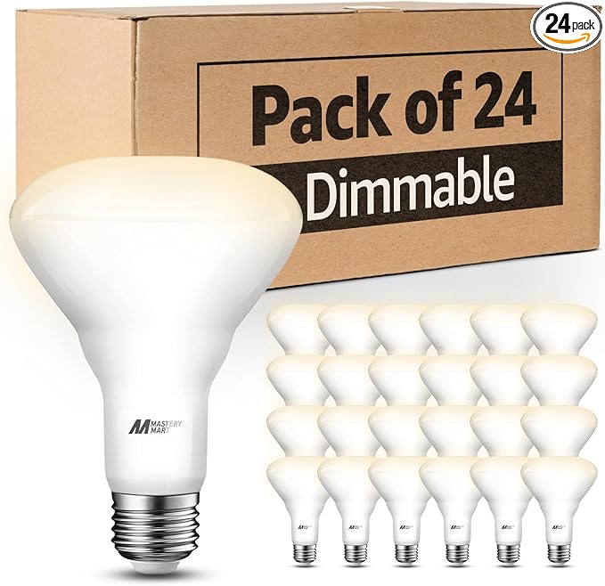 24 Pack BR30 LED Bulbs, 65W Equivalent, 10W 2700K Soft White, 700 Lumens, Flicker-Free, Dimmable Recessed Can Flood Lights for Home & Kitchen, Long Lasting & Energy Efficient, E26 Base, UL Listed