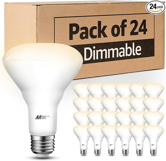 24 Pack BR30 LED Bulbs, 65W Equivalent, 10W 2700K Soft White, 700 Lumens, Flicker-Free, Dimmable Recessed Can Flood Lights for Home & Kitchen, Long Lasting & Energy Efficient, E26 Base, UL Listed