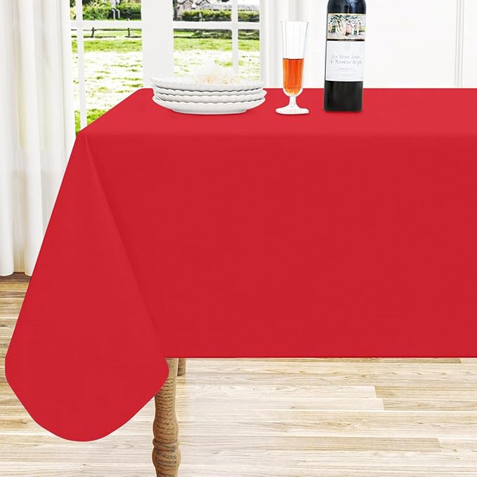homing Rectangle Vinyl Tablecloth, Waterproof Spillproof Plastic Flannel Backed Table Cloth, Wipe Clean Table Cover for Dining, Buffet Parties and Camping (Red, 54" x 120")