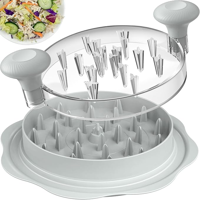 10'' Pro Chicken Shredder Tool Twist Large for Kitchen, BPA-Free Food-Safe Meat Grinder, Visible Chicken Breast Meat Shredder with Strong Anti-Slip Bottom & Ergonomic Handle, Gray