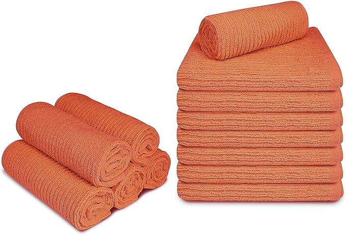 Softolle Bar Mop Towels, Pack of 12-16x19 Inches - 100% Cotton Super Absorbent Towels, Multi-Purpose for Home and Bar Cleaning (Coral)