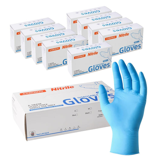 6 mil Disposable Nitrile Gloves, Heavy Duty Disposable Glove, Cooking Gloves, Latex Free, Powder Free (Blue of 1000, Large)