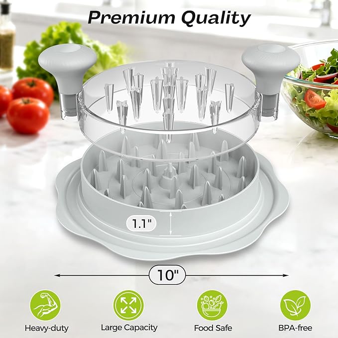 10'' Pro Chicken Shredder Tool Twist Large for Kitchen, BPA-Free Food-Safe Meat Grinder, Visible Chicken Breast Meat Shredder with Strong Anti-Slip Bottom & Ergonomic Handle, Gray