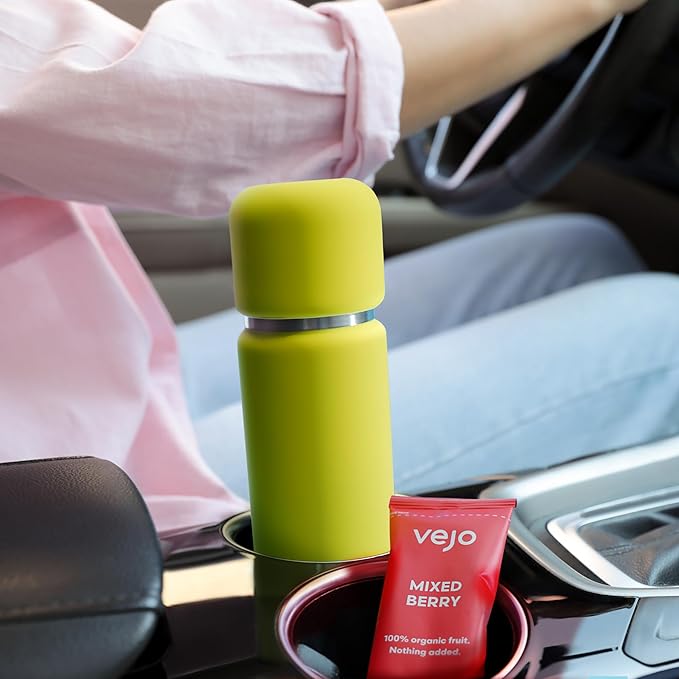 Vejo Portable Travel Blender for Protein Shakes & Powders | 12oz Rechargeable Personal Mixer Bottle | Stainless Steel Interior | Fits Car Cup Holders | Dishwasher Safe | Gym, School, Outdoors | Yellow