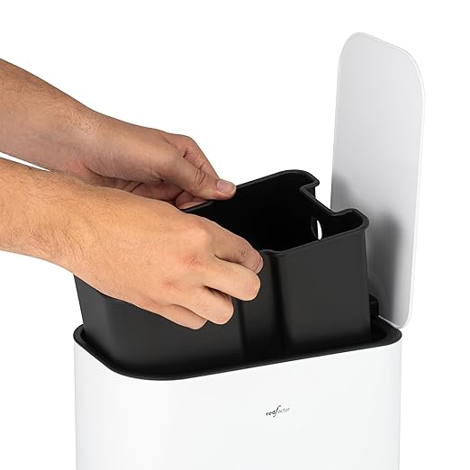 RED FACTOR Slim Small 1.3 Gallon Stainless Steel Pedal Trash Can with Soft Close Lid for Narrow Spaces – Wastebasket Bin with Removable Inner Bucket