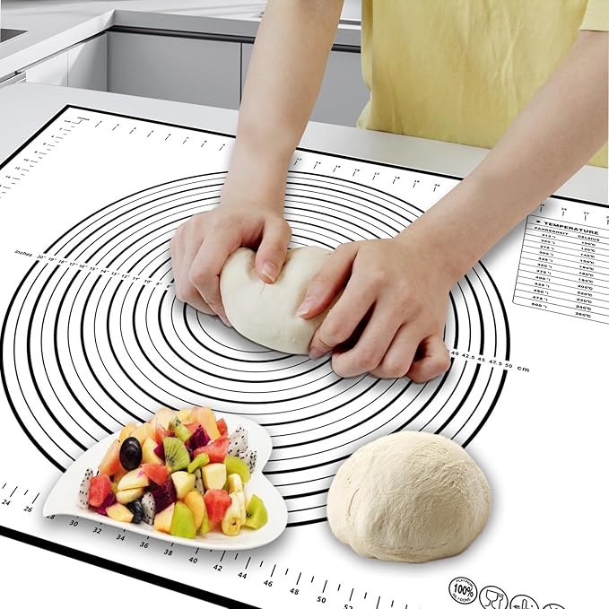 Silicone Baking Mat,32x24" Extra Large Pastry Mat for Rolling Dough Kneading Sourdough Bread Baking Supplies Black