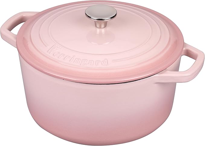 Enameled Cast Iron Dutch Oven Pot with Lid, for Bread Baking, Round Bread Oven- include Sourdough Bread Baking Supplies Set, 6QT, Pink