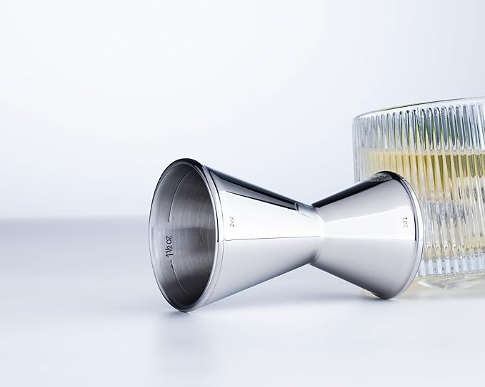 Professional Cocktail Shaker Set – 18/28oz Weighted Boston Shakers with Double Wall Jigger & Hawthorne Strainer | Heavy Duty Stainless Steel, Mirror Polished (Double Weighted)