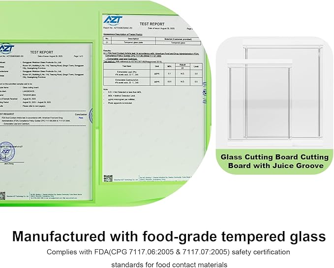Tempered Glass Cutting Board with Juice Groove - 16x12 Inch Kitchen Cutting Board with Silicone Non-Slip Feet, Easy to Clean & Dishwasher Safe - Ideal for Vegetables, Fruits, Bread, Meats (White)