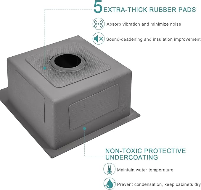 13 × 15 inch Drop in Bar Sink Black - Topmount Small Kitchen Sink Single Bowl, Handmade T-304 Stainless Steel Overmount Kitchen Bar Sinks with Basket Strainer