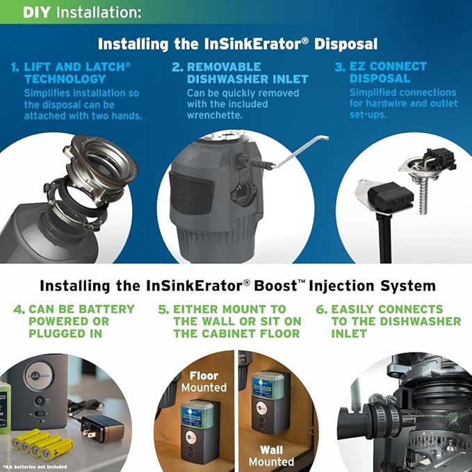 InSinkErator Evolution Septic Guard 3/4 HP Garbage Disposal, Advanced Series EZ Connect Continuous Feed Food Waste Disposer BOOST System with Septic Guard