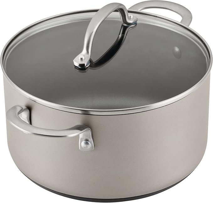 Anolon Achieve Hard Anodized Nonstick Cookware Pots and Pans Set, 9 Piece - Silver