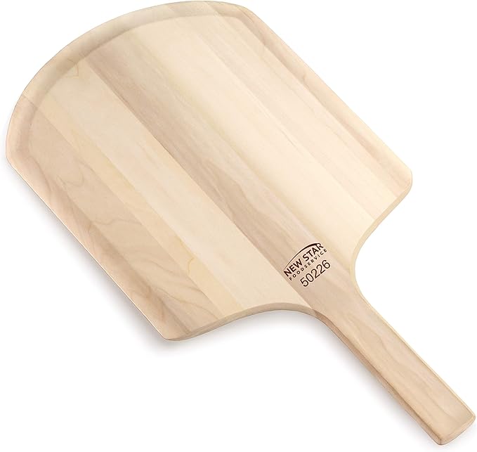 New Star Foodservice 50226 Restaurant-Grade Wooden Pizza Peel, 14" L x 12" W Plate, with 8" L Wooden Handle, 22" Overall Length