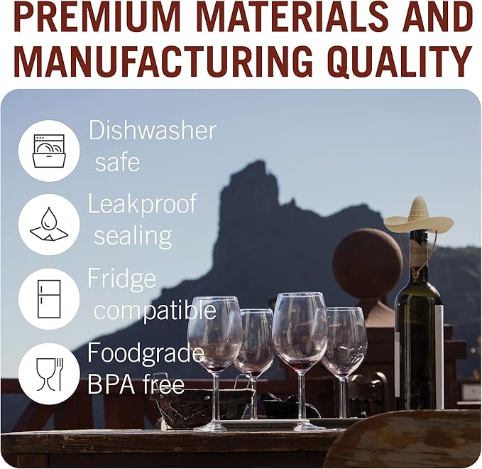 Elcorko Silicone Wine Stopper with Sombrero Design, Keeps Wine Fresh - Pack of 3