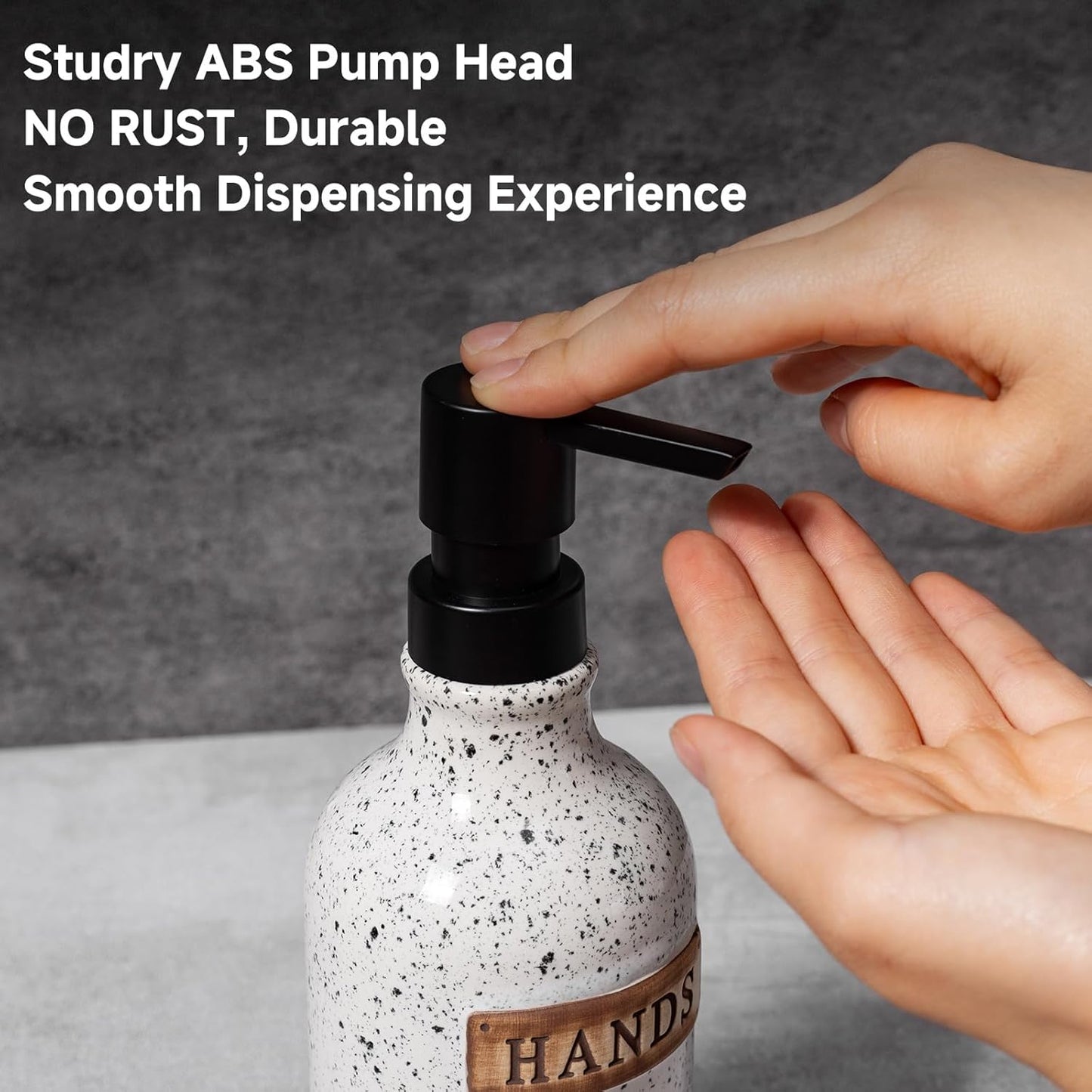 Hand and Dish Dispenser for Kitchen Sink, Ceramic Soap Dispenser Bathroom Countertop, 18 OZ Vintage Handwash Liquid Pump Dispenser for Bathroom Farmhouse Vintage Kitchen Decor