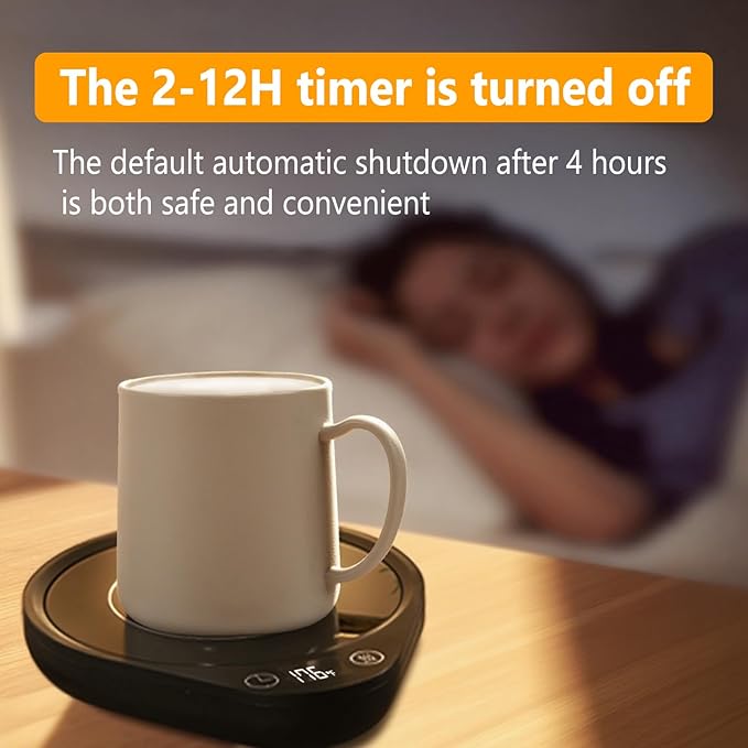 Coffee Mug Warmer, Quick Heating, Autoshut-Off,Featuring 3 Temperature Settings and 2-12 Hour Programmable Timer, Suitable for Office, Travel, Corporate Gift