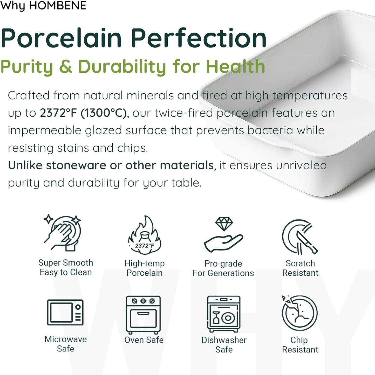 Casserole Dishes for Oven, Ceramic Baking Dishes Set of 3 with Roasting Racks, Rectangular Lasagna Pan with Handles for Baking, Gift, Dinner Microwave Oven Safe (2QT/3QT/4.2QT)