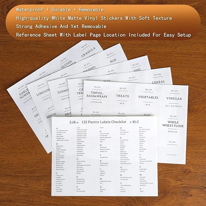 Large glass flour and sugar containers with 132 Kitchen Pantry Labels - 110 oz Glass Food Storage Containers with Airtight Lids - Square Glass Jars with Bamboo Lids for Rice, Pasta, Cookies, grain