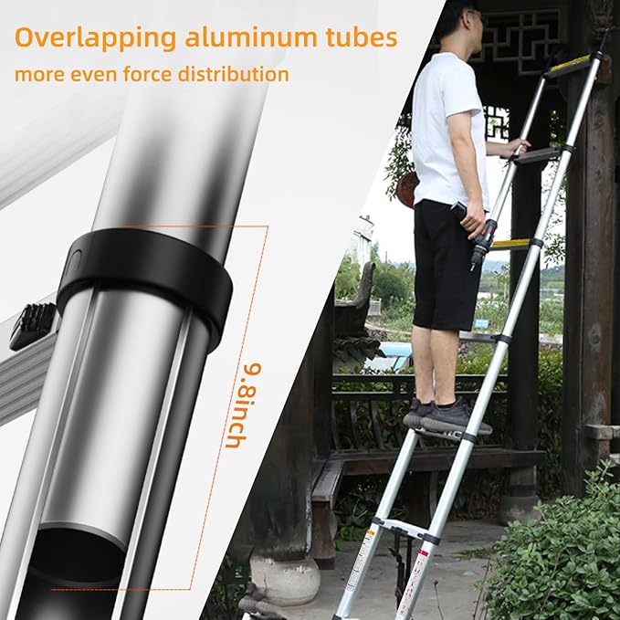 6.6ft Telescoping Ladder, Lightweight Collapsible Ladder with Hook, Aluminum Extension Ladders for Home, Folding Telescoping Ladder for RV, Attic, Daily Use at Home, 330 lbs…