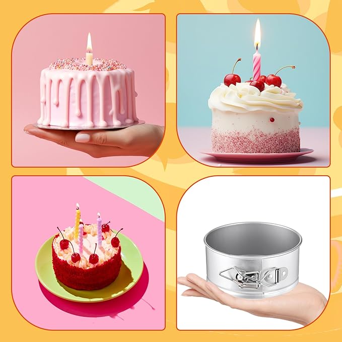 Sunnyray 25 Pcs 4 Inch Springform Pan for Baking Mini Cheesecake Pans with Removable Bottom Nonstick Leakproof Round Cake Mold Spring Form Molds for Mini Cheesecake Pizza and Quiches (Silver)