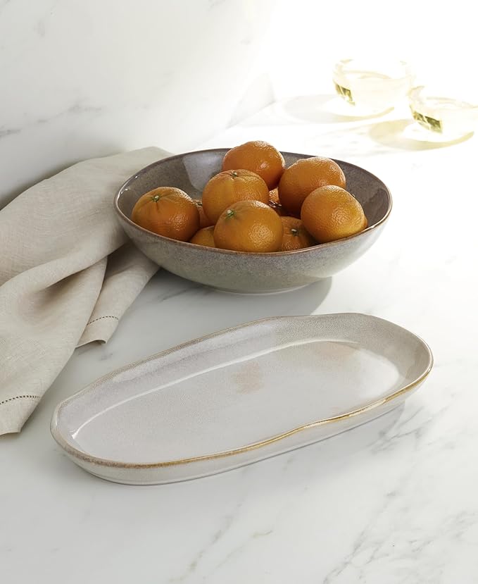 Oneida 897209 Organic Shades 2-Piece Serving Set, Oatmeal
