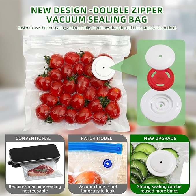 Vacuum Sealer for Food, Handheld Saver Compact Vacuum Sealer Machine with 30 Reusable Bags for 10X Preservation & Fresh