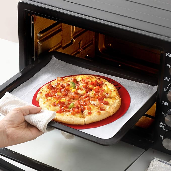 Silicone Baking Mat Set of 6, GUANCI Grade Food Baking mats Non-Stick Reusable Pizza Bakeware Mat for Making Macaroon, Pizza, Cookie, Pastry, Bread, Bun（Red）