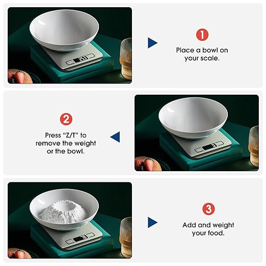Mik-Nana Food Scale, 22lb Digital Kitchen Scale Weight Grams and Ounces for Baking Cooking Coffee Package Postage, 6 Units with Tare Function, LCD Display, Easy Clean Stainless Steel