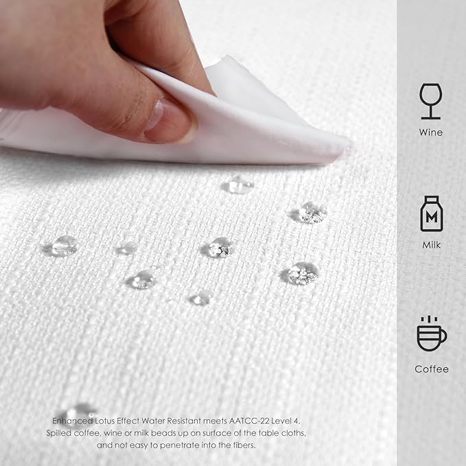BALCONY & FALCON Rectangle Tablecloth Washable Wrinkle Resistant and Water Proof Table Cloth Decorative Linen Fabric Tablecloths for Dining Parties Kitchen Wedding and Outdoor Use (White, 55x95)
