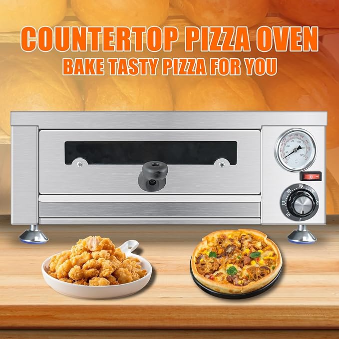 Generic YOOKTEN Indoor Pizza Oven,Electric Countertop Pizza Ovens,Portable Commercial Pizza Maker for Home with 60 Minutes Timer Stainless Steel Pizza Cooker,1100W, Large, Silver