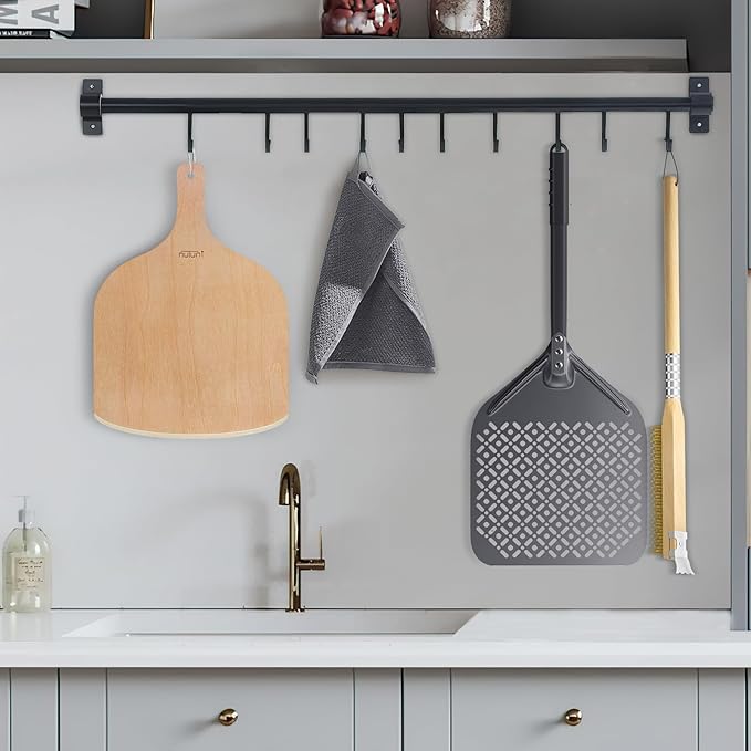 2 Pack Wooden Pizza Peel, 12 inch Large Pizza Paddle Set for Oven, Stone, Pan or Grill, Spatula for Baking Bread and Cake - Indoor & Outdoor