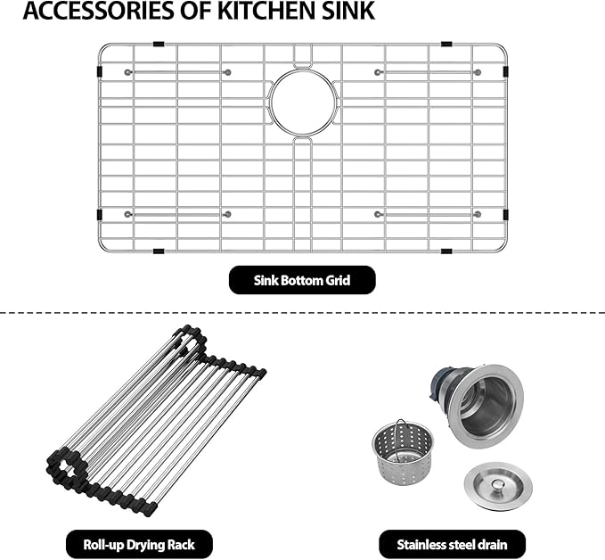 33 Inch Drop In Kitchen Sink - 33x22 Inch Stainless Steel Kitchen Sink Workstation 16 Gauge Single Bowl Deep Basin