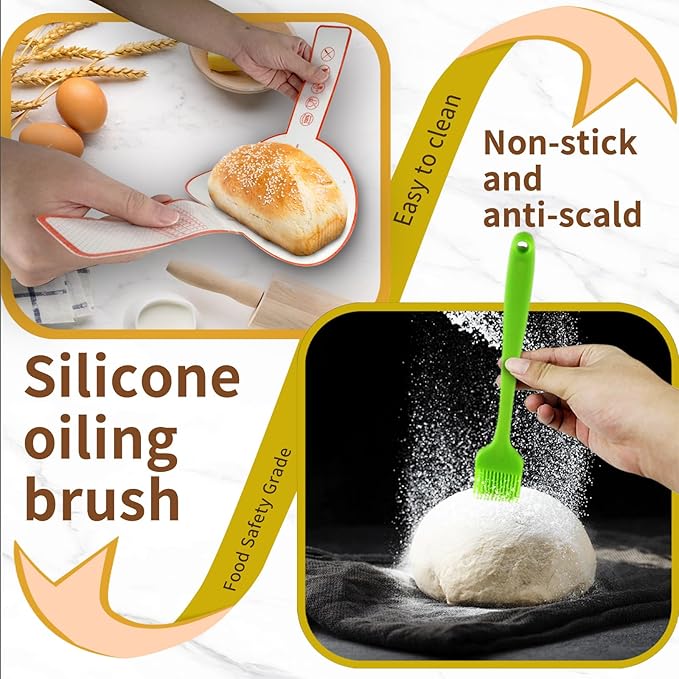 Sourdough Proofing Basket Set: Banneton Bread Basket with 15 PCS Baking Supplies - Sourdough Starter Kit with Jar & Scale for Handmade Baker's (Round+Oval Set)