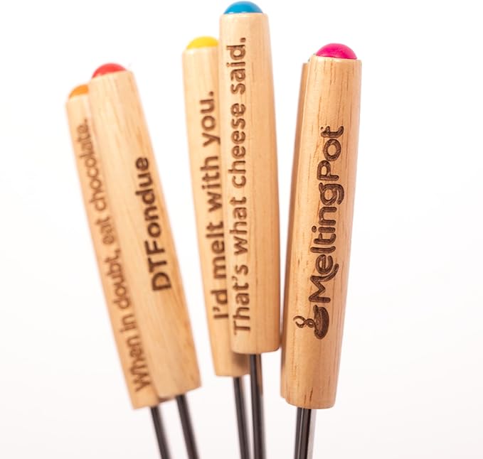 The Official Melting Pot 8-piece Fondue Set -2 Qt. Stainless Steel Pot with liner and 6 Fondue Forks for Cheese, Chocolate & Broth.