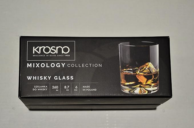 Krosno Whisky Glasses | Set of 6 | 11.8 oz | Mixology Collection | Drinking Glasses Cocktail Glasses | Home, Restaurants and Kitchen Set | Dishwasher Safe Glass Cup