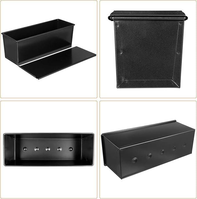 Luxshiny Pullman Loaf Pan with Lid: Non-Stick Bread Toast Box Mold with 5 Holes Design for Homemade Bread - 1.65LB Dough Capacity