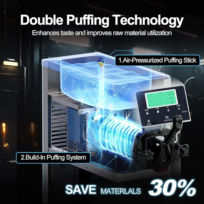 Ice Cream Maker Machine for Home, 5 Inch Screen Soft Serve Ice Cream Machine 4.2 Gals/H Single Flavor Ice Cream Maker with Pre-Cooling Soft Serve Machine with 1.6 Gals Tank for Birthday Party